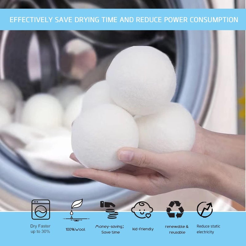 Premium XL Wool Dryer Balls 6-Pack | 100% Organic New Zealand Wool, Handcrafted, Reusable for 1,000+ Loads | Eco-Friendly Fabric Softener, Wrinkle & Static Reduction, Faster Drying - Image 4
